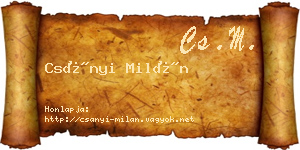 Csányi Milán névjegykártya