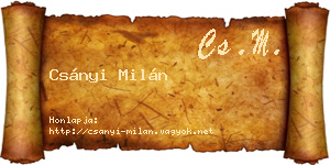 Csányi Milán névjegykártya