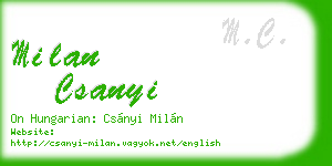 milan csanyi business card
