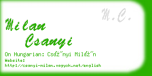 milan csanyi business card